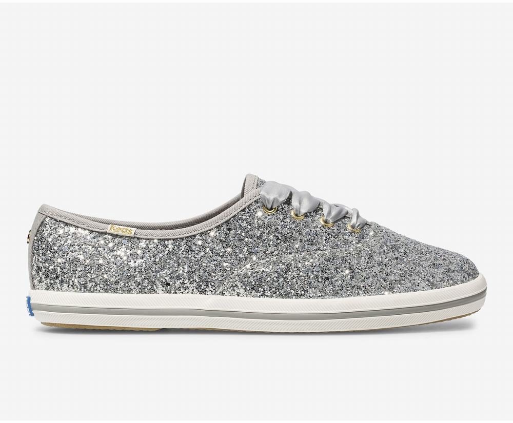 Women's Keds x kate spade new york Champion Glitter Wedding Shoes Silver 9078264PB - South Africa